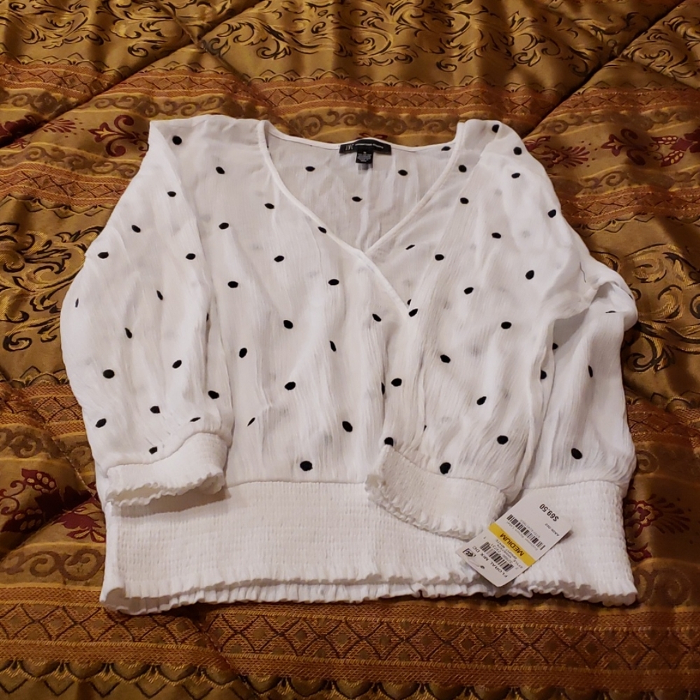 International Concepts white with black polka dots
